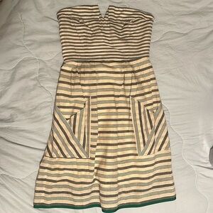 EUC Maeve grey geo Striped Strapless Dress size 0